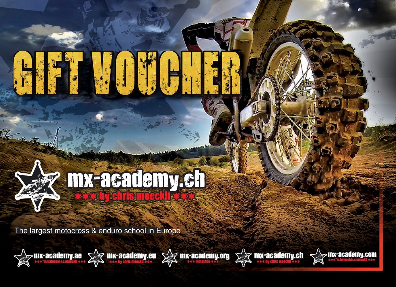 MX gift card front – MX-Academy gift voucher from the largest motocross and enduro school in Europe