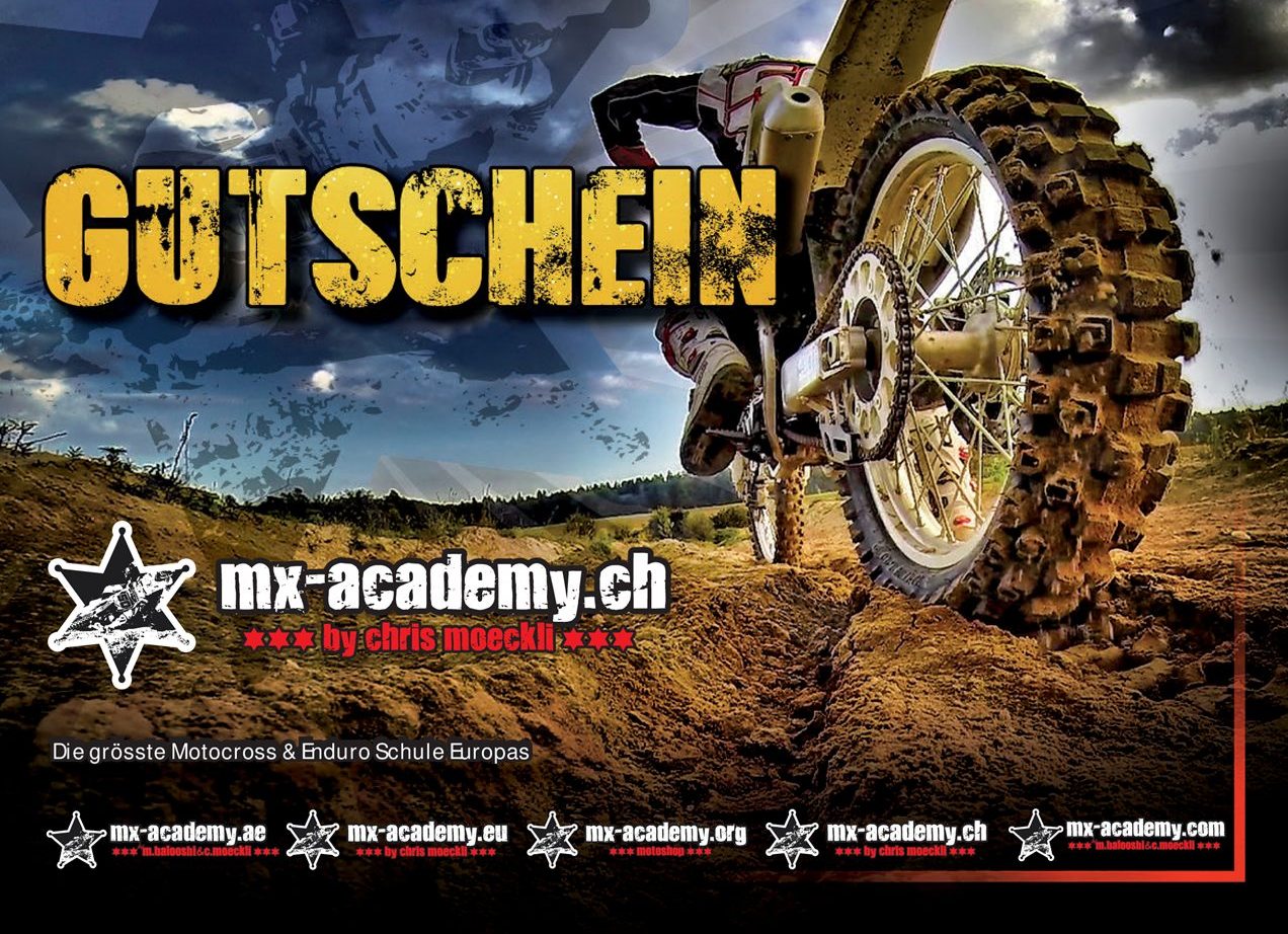 MX gift card front – MX-Academy gift voucher from the largest motocross and enduro school in Europe