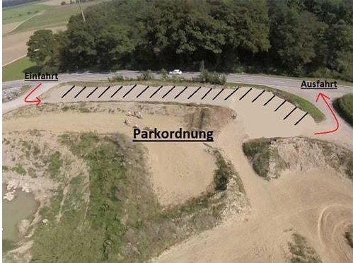 Parkordnung Motocross Strecke Schlatt – Einfahrt, Parkplätze entlang der Strasse und Ausfahrt